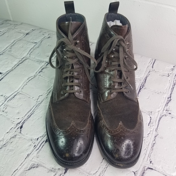 To Boot New York Brennan brown wingtip brogue lace up boots - Picture 6 of 13